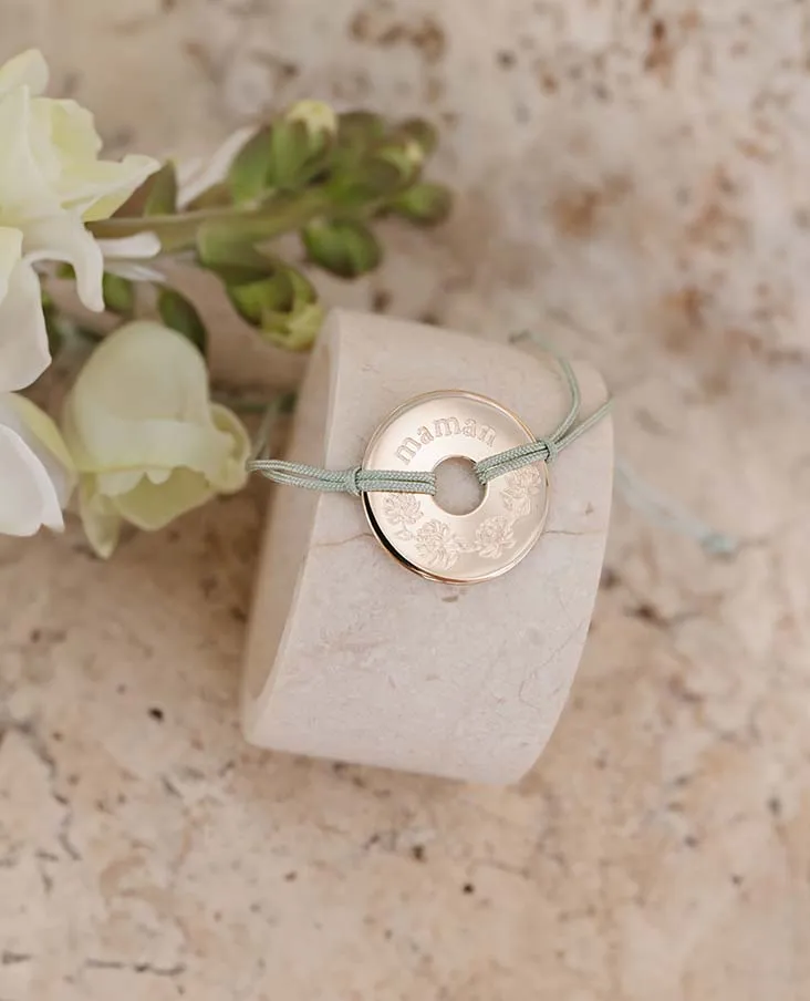 Bracelet personnalisé Maman cible branche de fleurs